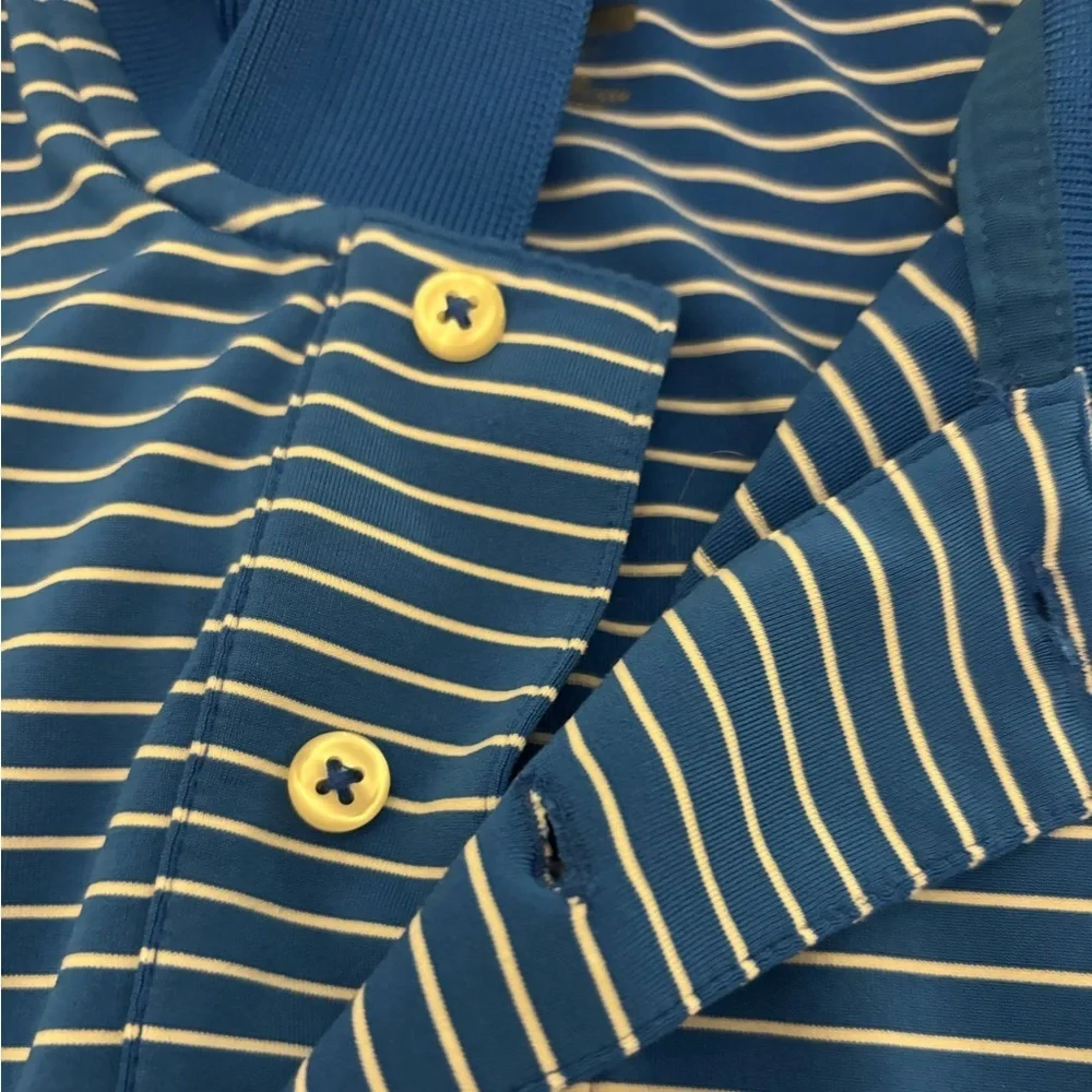 Ralph Lauren Polo Sport Men's Blue and White Striped Polo Shirt- size xl